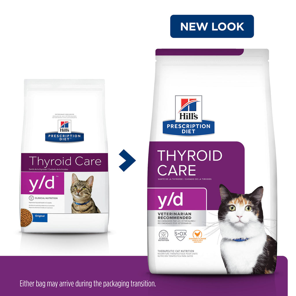 Keep your feline friend healthy and happy with Hill's Prescription Diet Y/D Thyroid Care Cat Dry Food.