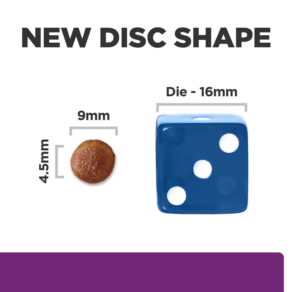 The unique disc shape of the kibble 