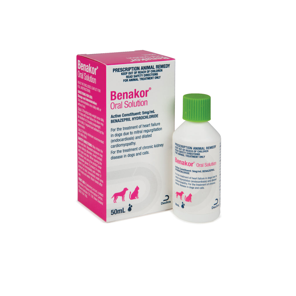 Benakor (Benazepril) Oral Solution 5mg/ml (50ml Bottle) Prescription Required