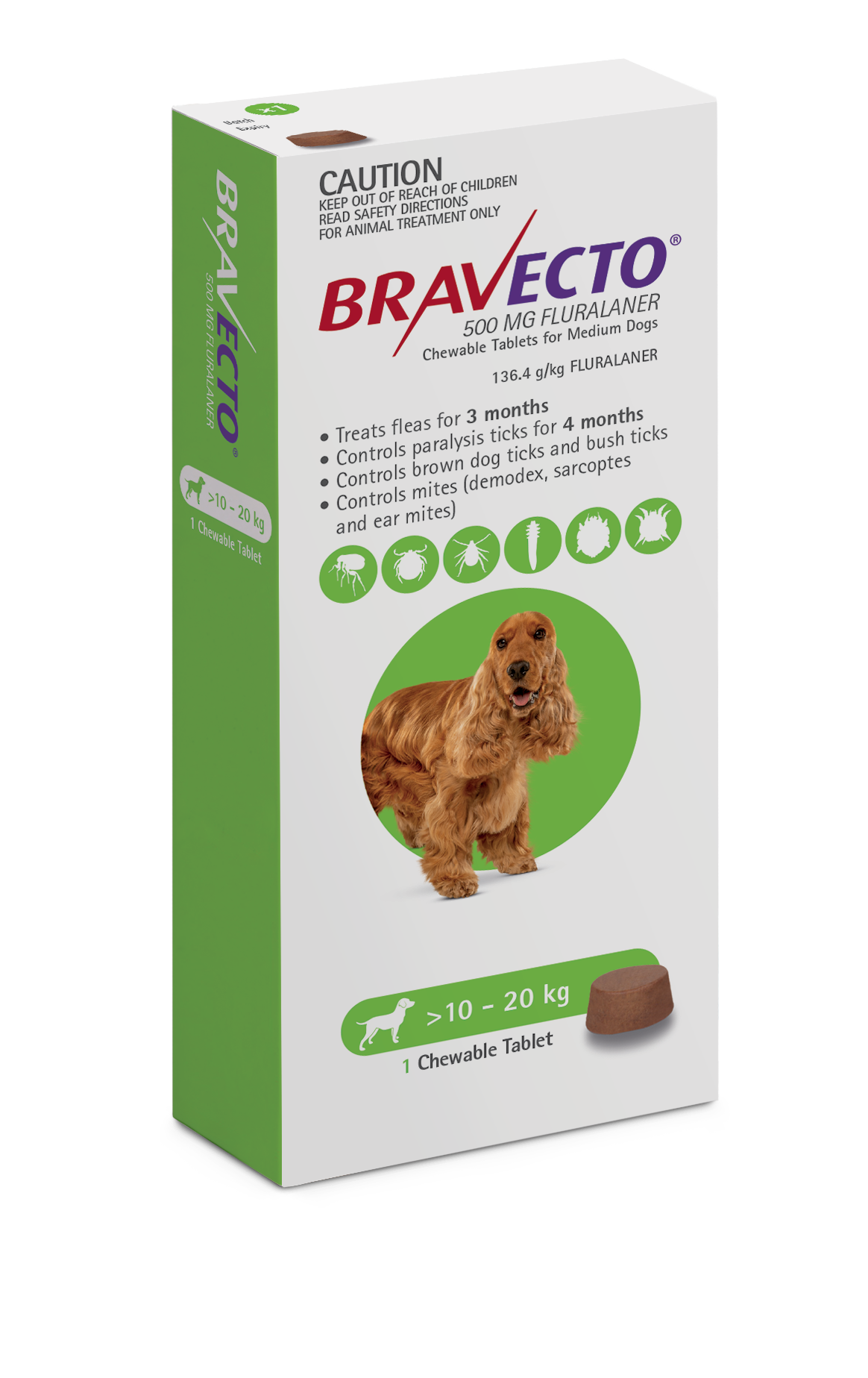 Bravecto Chew for Medium Dogs 10 20kg Flea Tick Defence Pet PA NZ