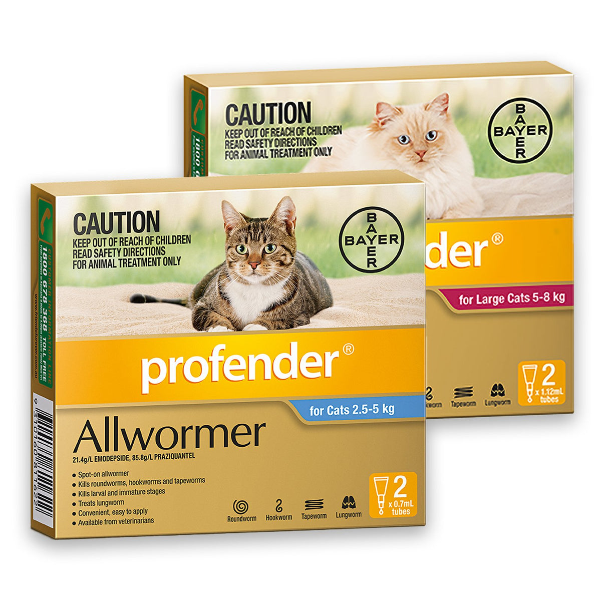 Profender Cat Allwormer Complete Worm Protection Pet PA NZ